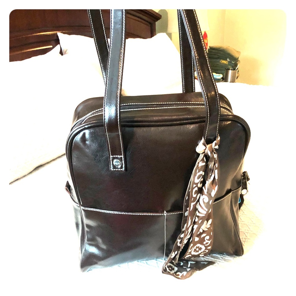 ThirtyOne Retired “Bowling Bag” Brown Leather